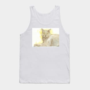 brown cat watercolor portrait Tank Top